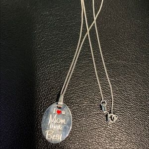 Sterling silver chain with I love you mom pendant